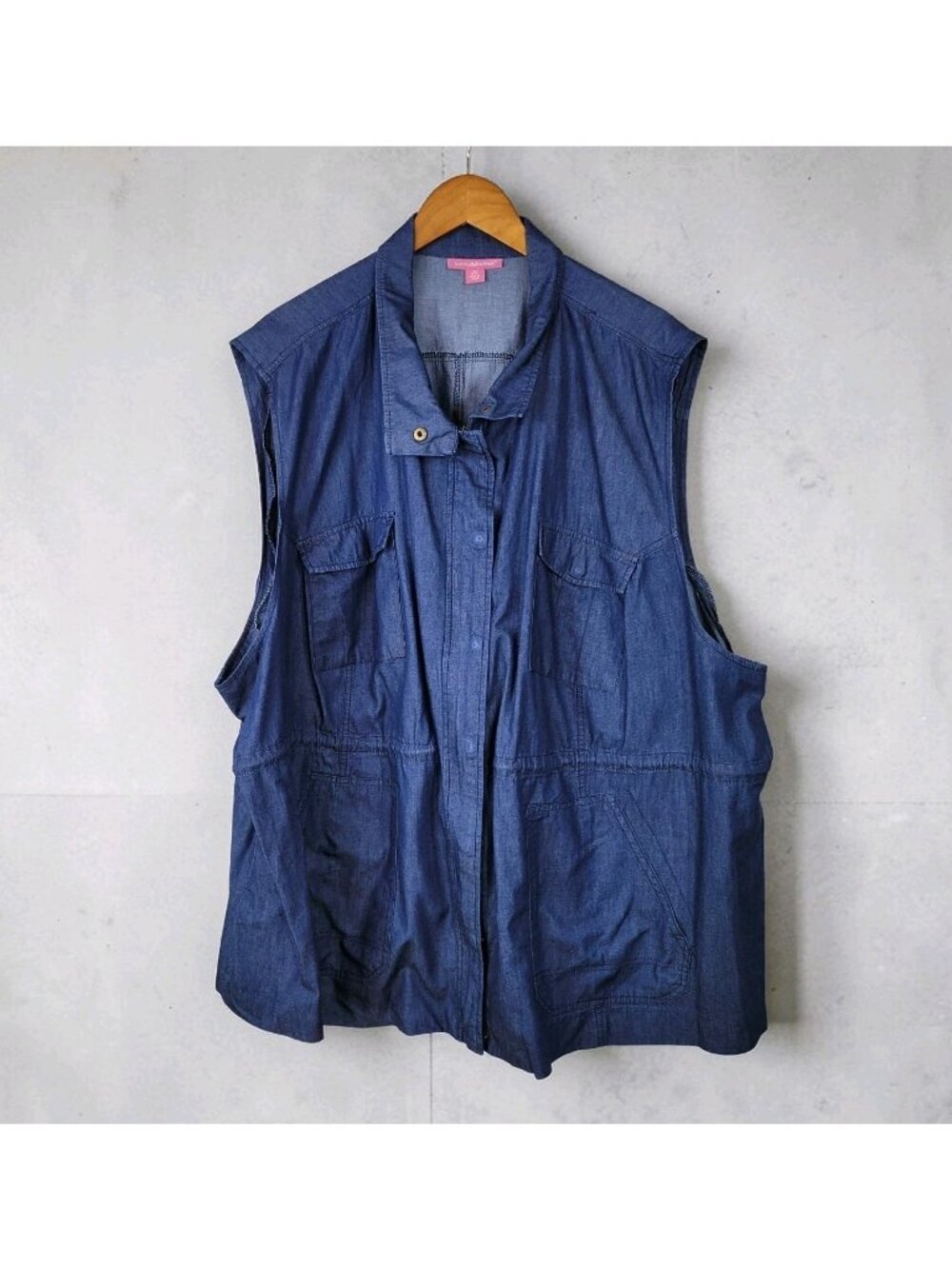Woman Within Denim Vest Plus Size 3X 30/32 Sleeveless Jacket Jean Chambray